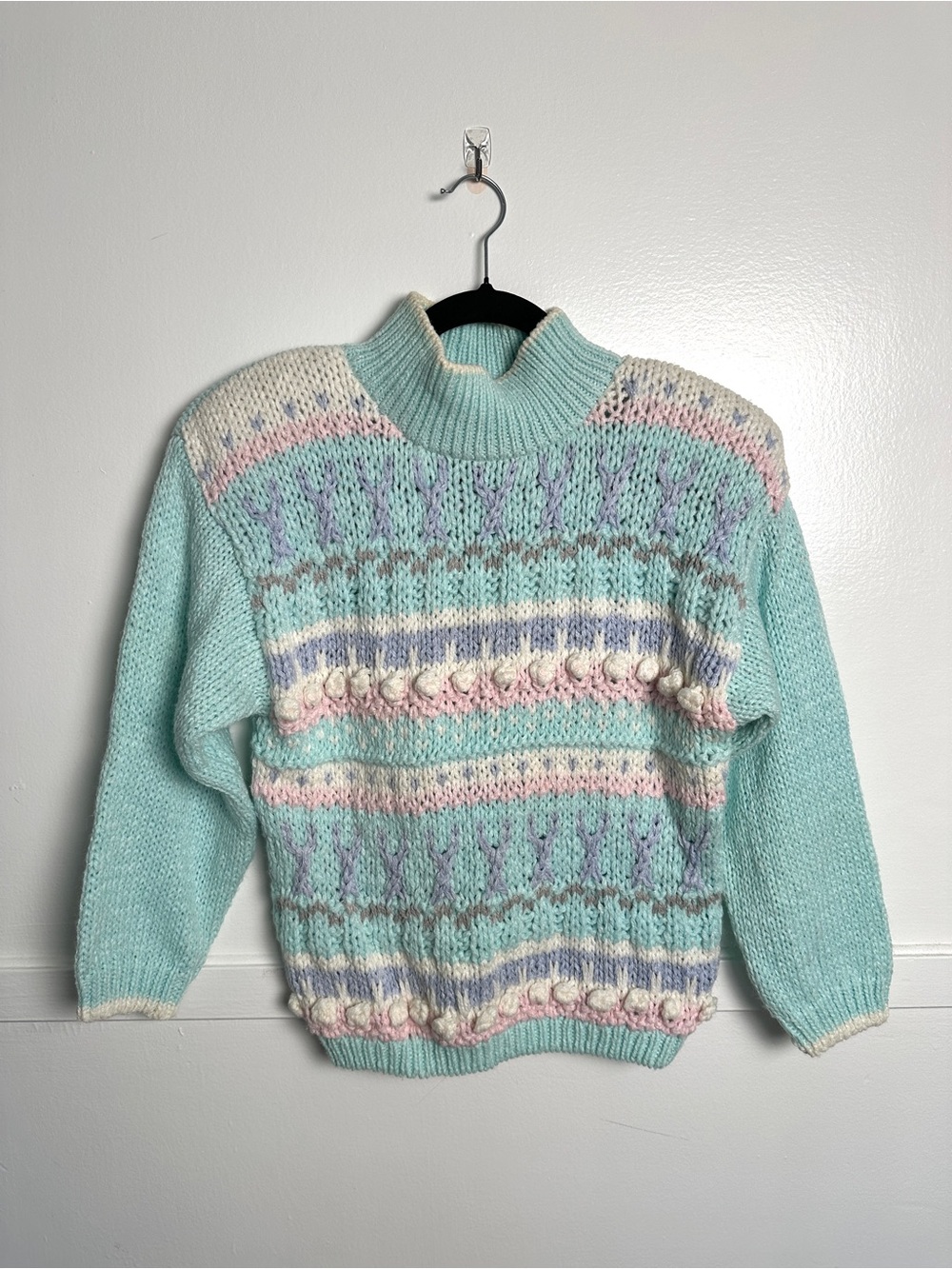 Vintage Hand Knit Jamie Scott pastel blue sweater